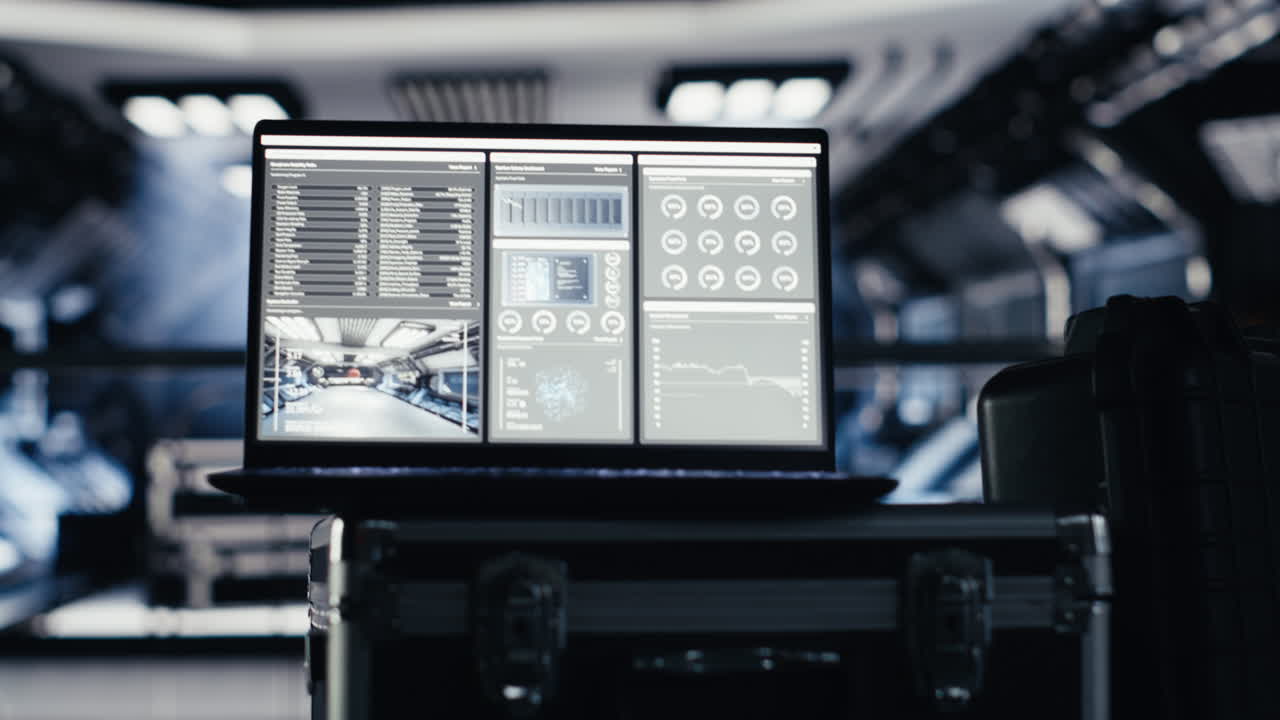 Laptop in orbit shuttle showing dashboard tracking thermal stability