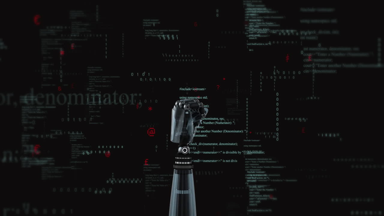 Animation of digital data processing over robot''s arm