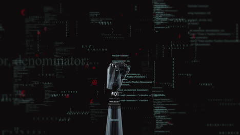 animación del procesamiento de datos digitales sobre el brazo del robot
