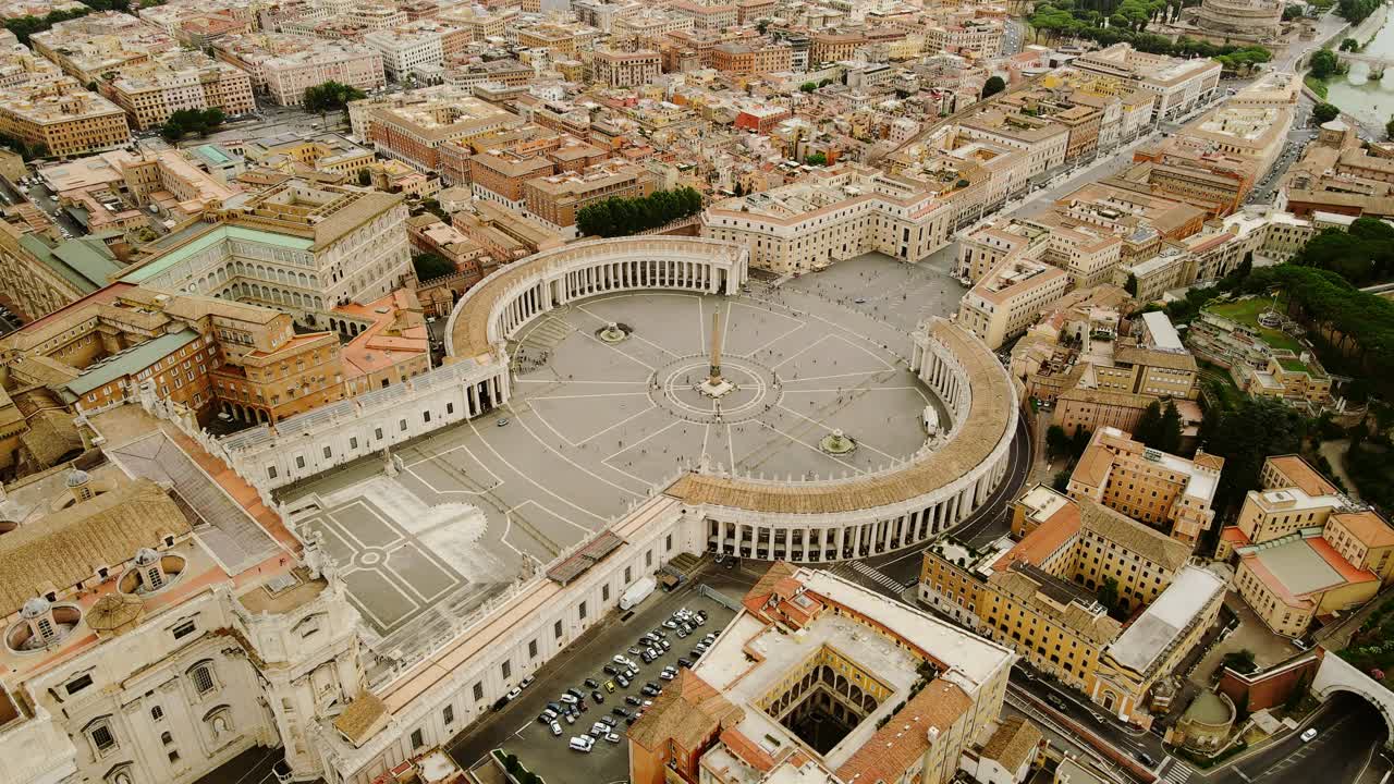 St Peter’s Square aerial drone scene evoking diplomacy, faith and world dialogue