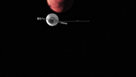 la voyager 1 se dirige hacia el planeta rojo marte para tomar fotos en el sobrevuelo mientras la cámara se desplaza hacia arriba para revelar 4k