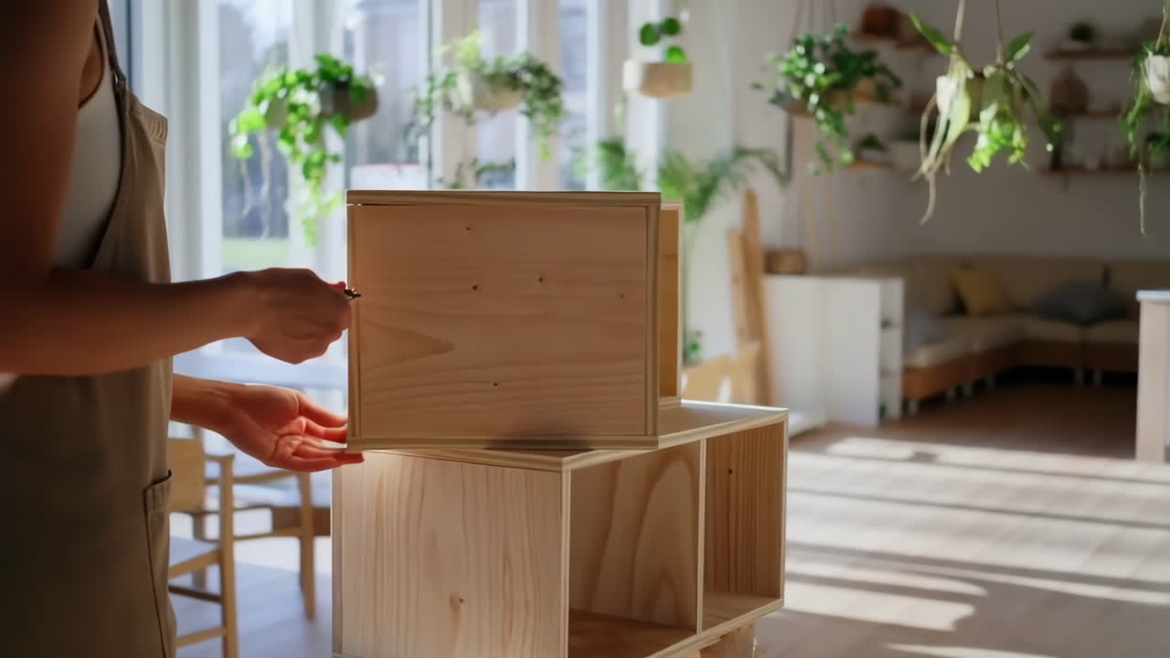 Assembling DIY Wooden Furniture Shelves