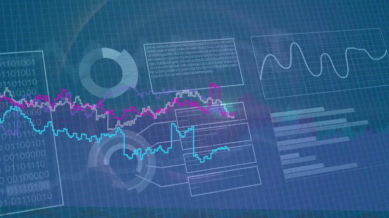 Interactive dashboard animating leftward after data input, growing charts and showing analysis flow