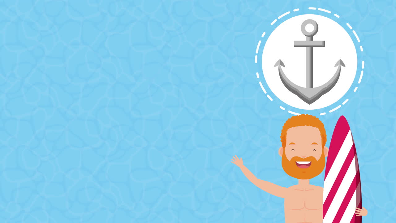 여름 시간의 젊은 남자 캐릭터