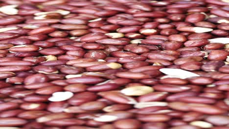 close-up view of a pile of red peanuts