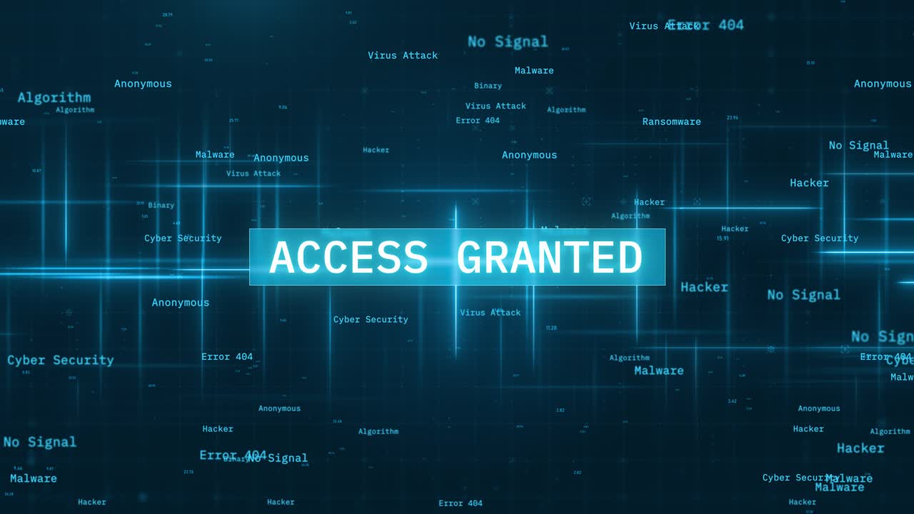 Access Granted notification message over computer hacking program