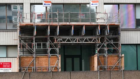 hospital entrance under construction