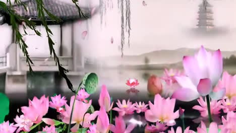 serene lotus pond in a traditional chinese garden