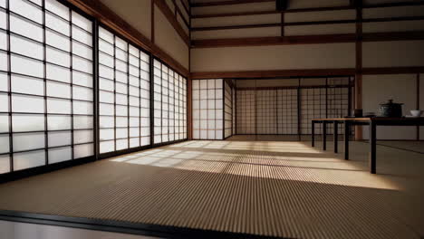 traditional japanese room with shoji screens and tatami mats
