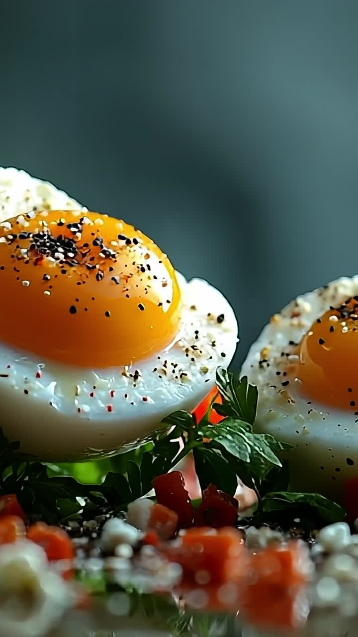 Breakfast with eggs and fresh vegetables