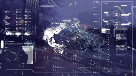 animation of data processing over cityscape