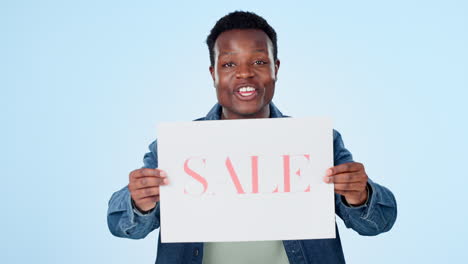 marketing, poster and sale with a black man