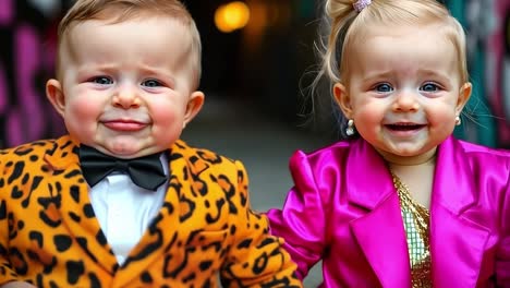 a little boy and a little girl sitting next to each other