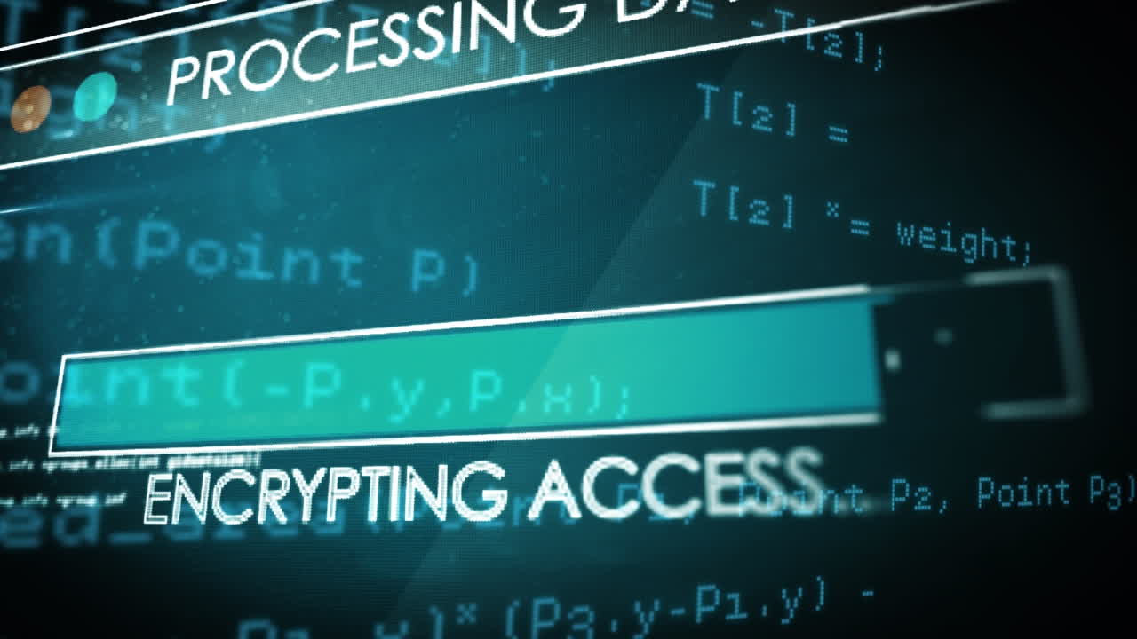 Animation of data processing on blue background