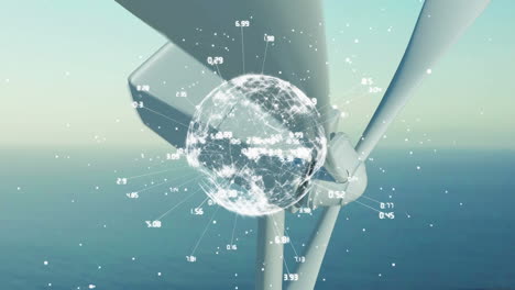 wind turbine and a digital globe