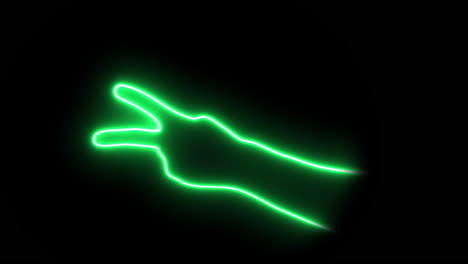 neonlight greencolored hand signs peace.  4k