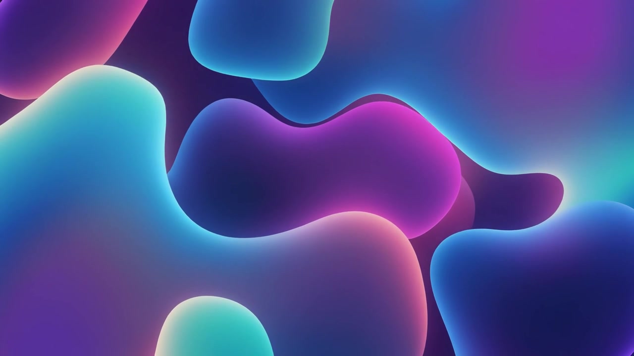 Sfondo animato astratto con forme fluide luminose in blu e viola