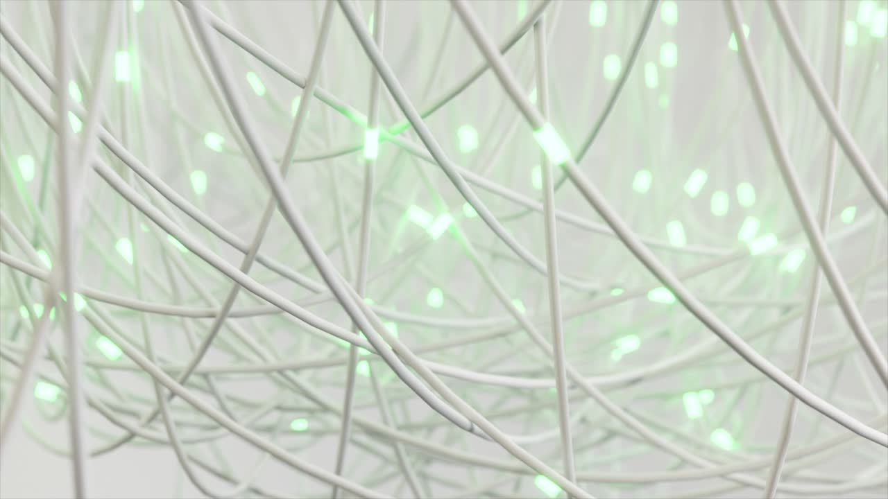 빛나는 케이블의 추상적인 네트워크