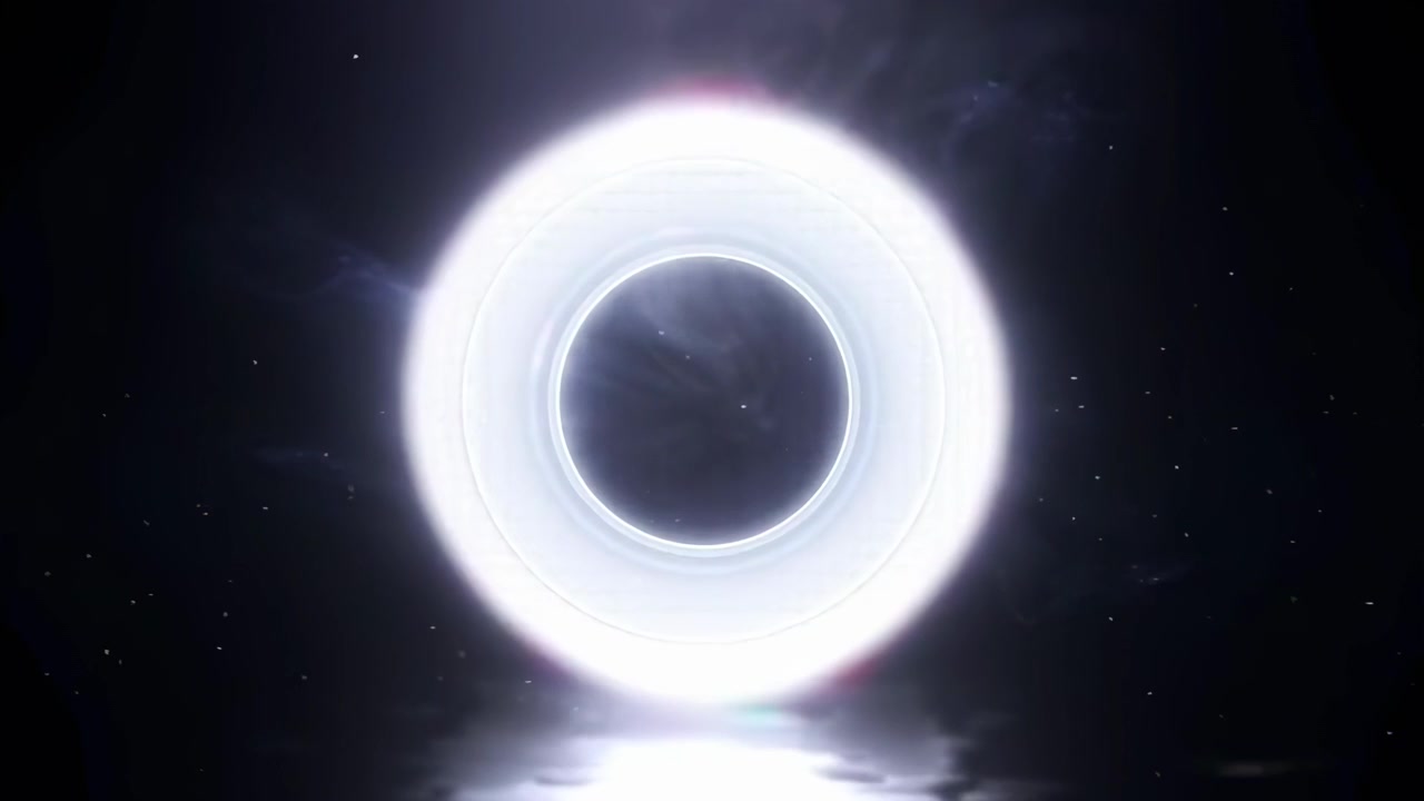 Glowing White Ring of Light Floating in Dark Space
