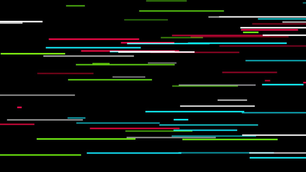Grafica in movimento astratta con linee orizzontali colorate su sfondo nero