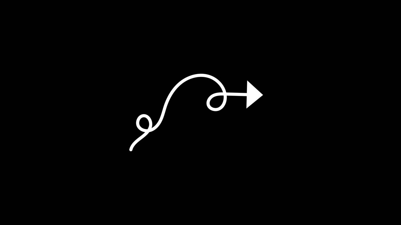 Animated White Arrow Drawing and Pointing Right