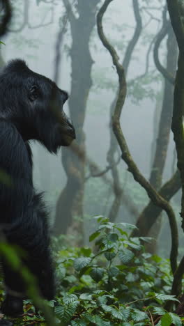 gorilla in a misty rainforest