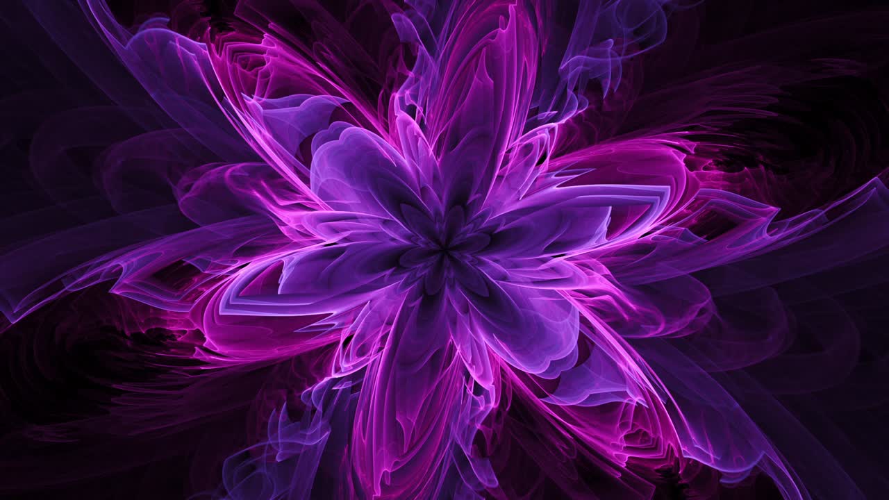 천상의 보라색 꽃의 힘 - 매끄럽게 반복되는 추상 프랙탈, 만화경 예술적 배경, 영적 기하학 우주 은하 라인 아트 - 음악 vj 및 명상 배경에 적합