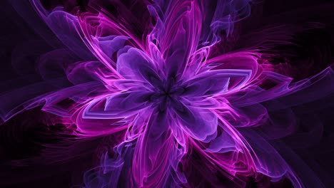 Poder-Etéreo-De-La-Flor-Púrpura---Fractal-Abstracto-Sin-Fisuras,-Telón-De-Fondo-Artístico-Del-Caleidoscopio,-Arte-De-Línea-De-Galaxias-Cósmicas-De-Geometría-Espiritual---Ideal-Para-Música-Vj-Y-Fondos-Meditativos