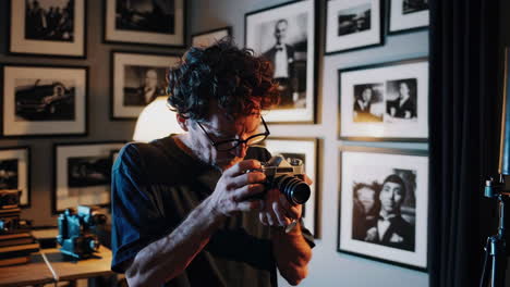 photographer in a retro photo studio