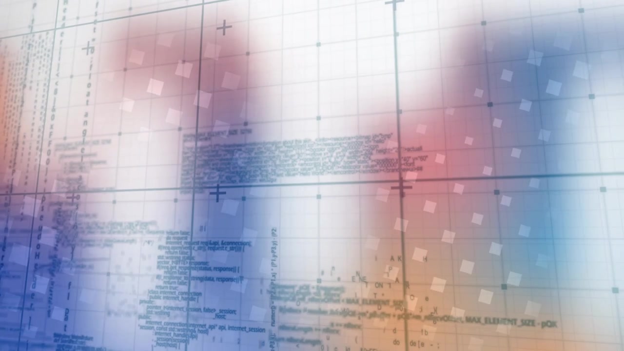 Animation of data processing over colorful background