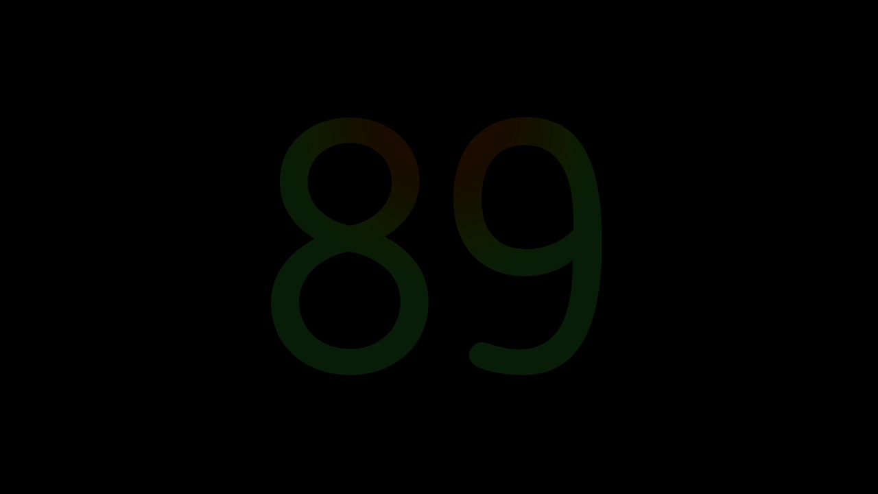 Neon light Number 89 Animation Glowing Gradient Blue Pink Digital Futuristic LED Numeric Loop Abstract Tech dark Background Motion Graphics