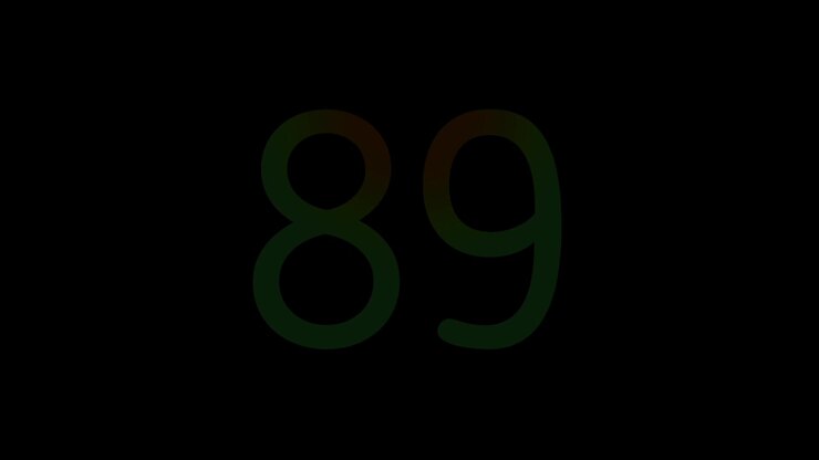 Luce al neon Numero 89 Animazione Gradiente luminoso Blu Rosa Digitale Futuristico LED Loop numerico Tecnologia astratta Sfondo scuro Grafica in movimento