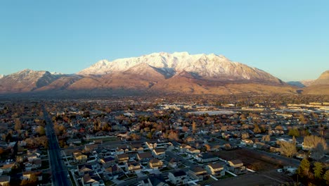 utah valley with snow-capped mount timpanogos in background