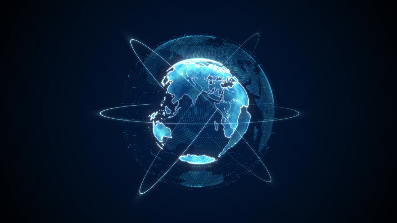 Futuristinen maapallohologrammi.