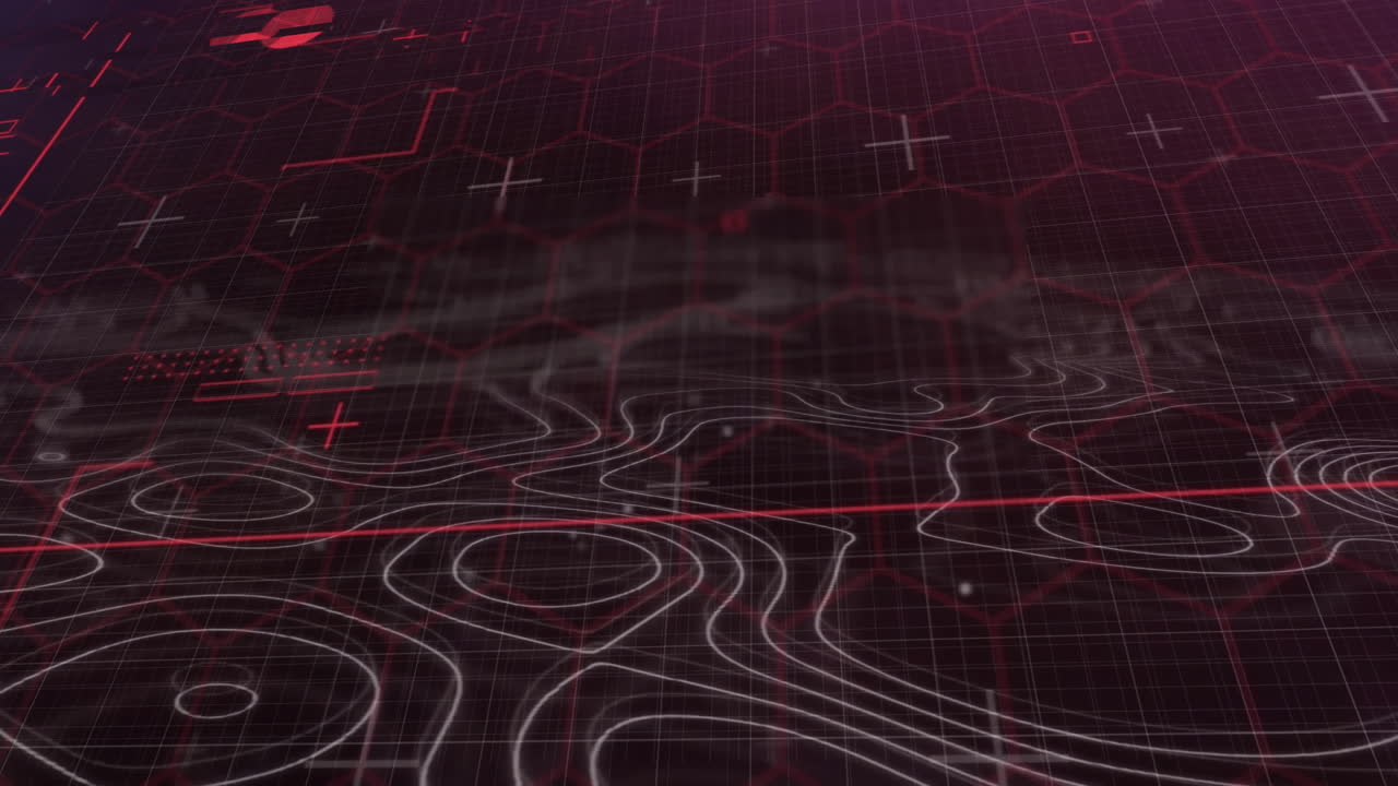 검은색에 움직이는 윤선에 대한 빨간 스캐너 범위 처리의 애니메이션