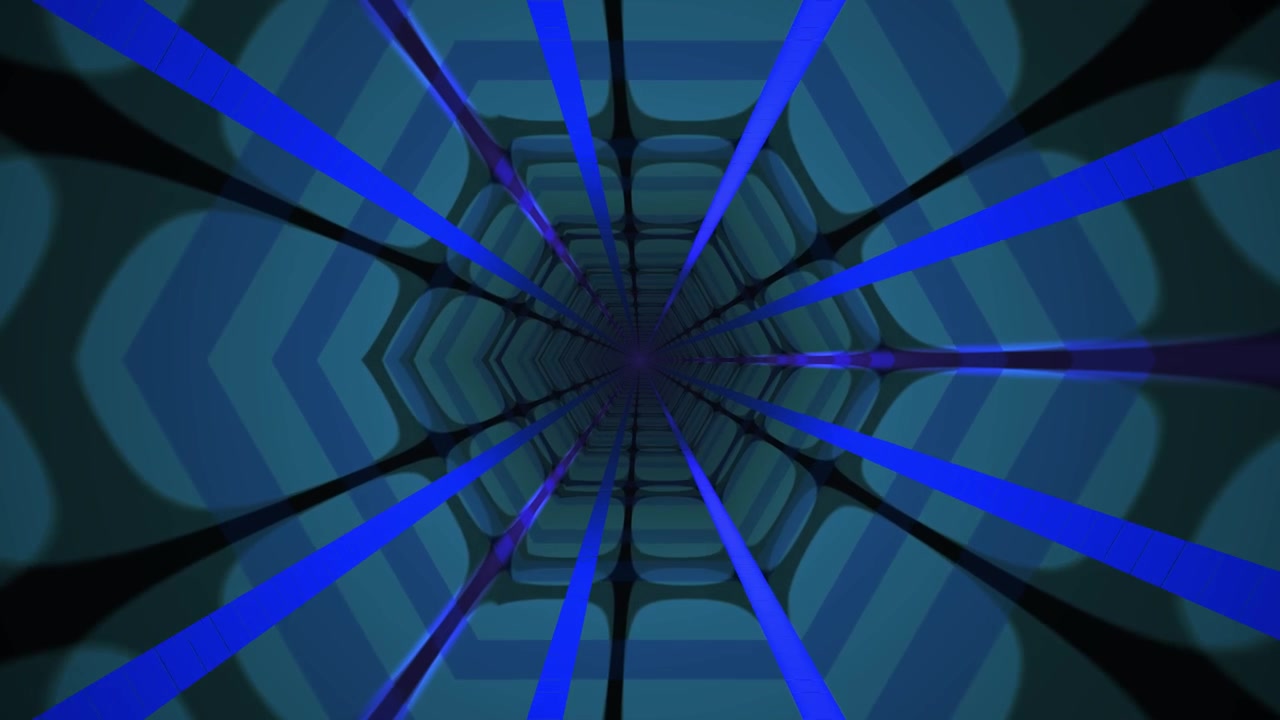 Dynamic Abstract Blue Light Beams in a Hexagonal Tunnel