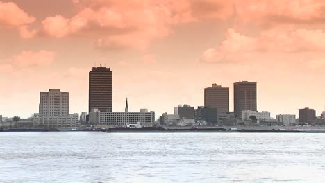 zoom out from baton rouge louisiana across the mighty mississippi river