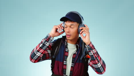 baile, estudio o estudiante con auriculares para la música
