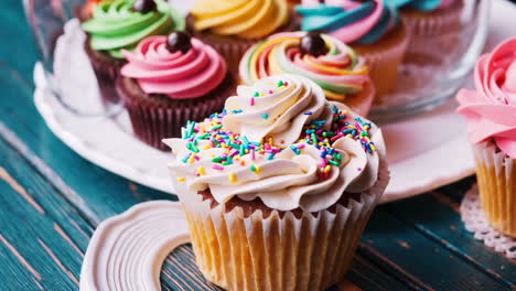 colorful cupcakes display