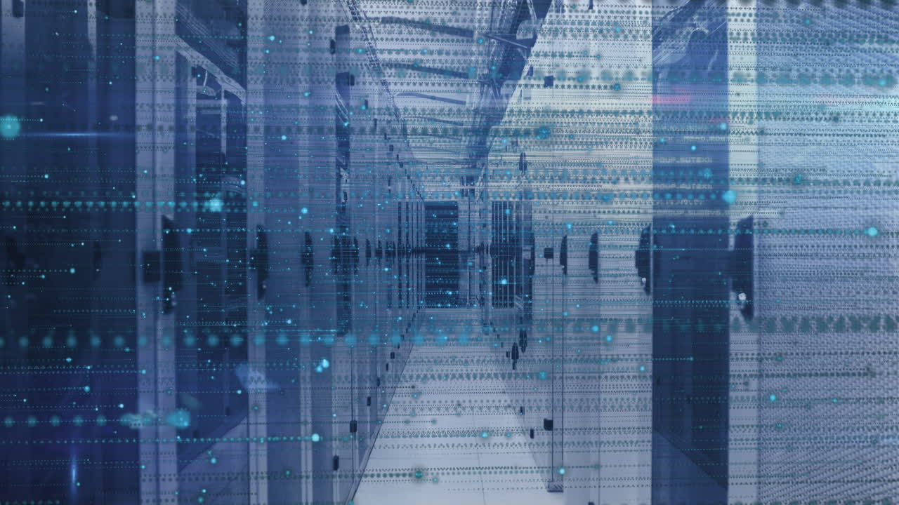 Animation of data processing over server room