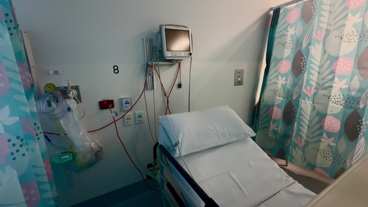 Empty hospital bed ward medical oblique angle Perth Western Australia