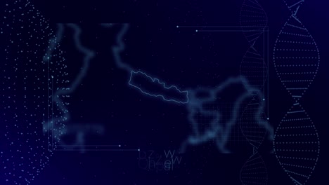 Análisis-De-Datos-Estadísticos-Médicos-En-El-País-De-Nepal-Con-Gráficos,-Cuadros,-Análisis-En-Segundo-Plano-|-Nepal-País-Revelando-Mapa-Mundial-4k|60-Fps,-Análisis-De-Datos-Ciencia-Médica-Tecnológica,-Dna,-Globo