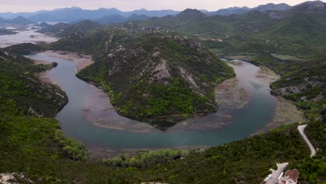 great views of crnojevica river of skadar valley into scutari lake national park, montenegro