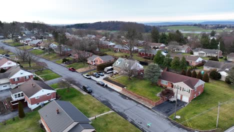 Beautiful-Housing-area-with-road-large-buildings-and-yard-in-autumn