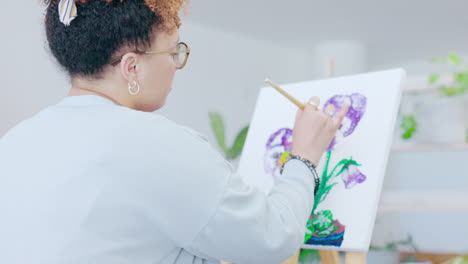 Art, painter and black woman with brush