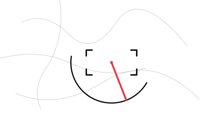 Grafica in movimento astratta con ago rosso rotante e percorso circolare