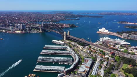 sydney - aerial flight from barangaroo to circurlar quay