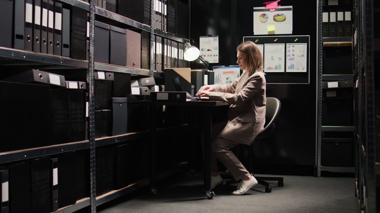 Woman working in an archive