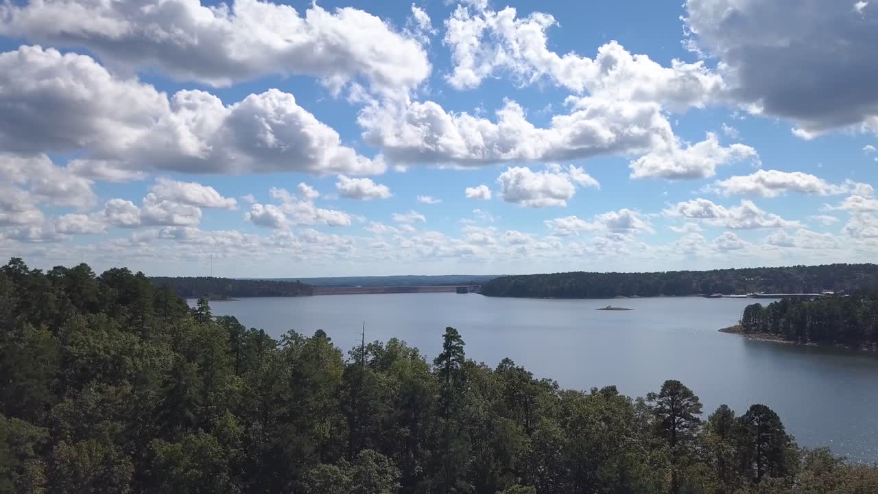 Rising Reveal Shot of Beautiful Blue Lake