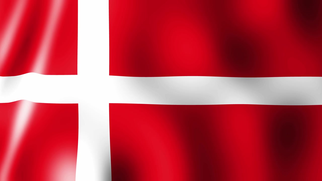 Sømløs sløjfe af det danske flag vajende i vinden